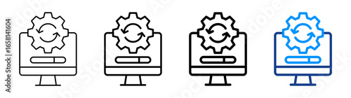System Update Icon Different Style Outline Collection Set