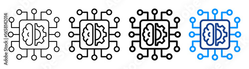 Machine Learning Icon Different Style Outline Collection Set