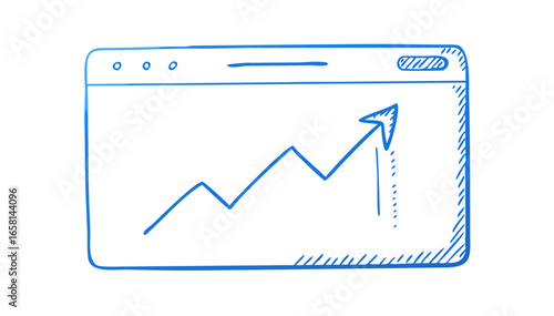 Blue line graph showing upward trend on black background