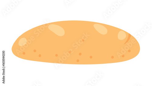 Simple cartoon illustration of a whole baked bread loaf with a golden brown crust and light specks against a black background