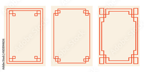 Korean ornamental frames beige background collection