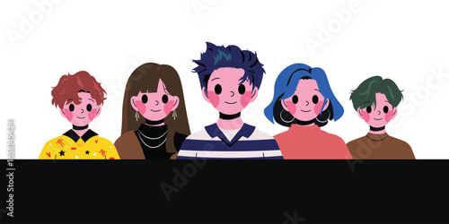 Diverse people flat illustration multinational society, teamwork, and cooperation concept.