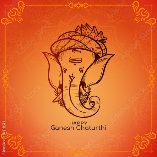 Elegant Happy Ganesh Chaturthi Indian Hindu festival background