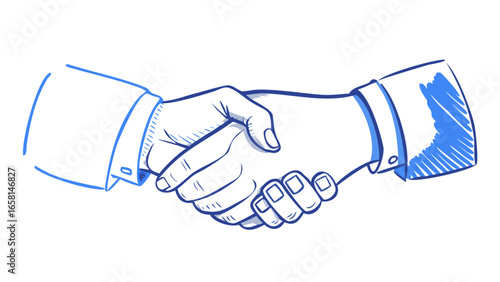 Two hands shaking in a business deal illustration