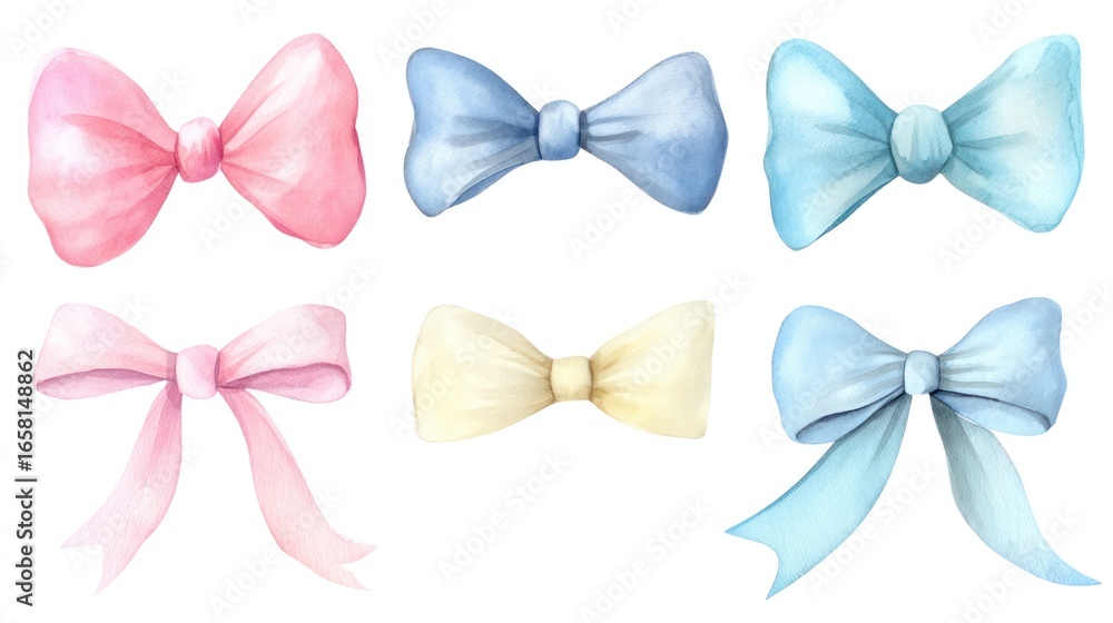 Naklejka premium Watercolor bows set