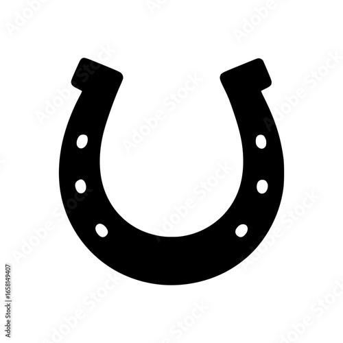 Lucky Horseshoe Vector Icon: Equestrian Metal Symbol Silhouette