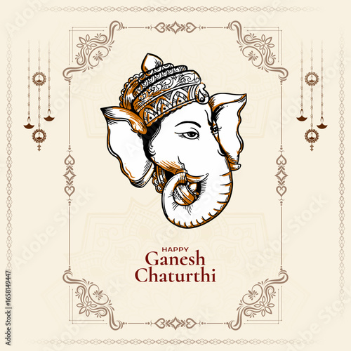 Elegant Happy Ganesh Chaturthi Indian Hindu festival background