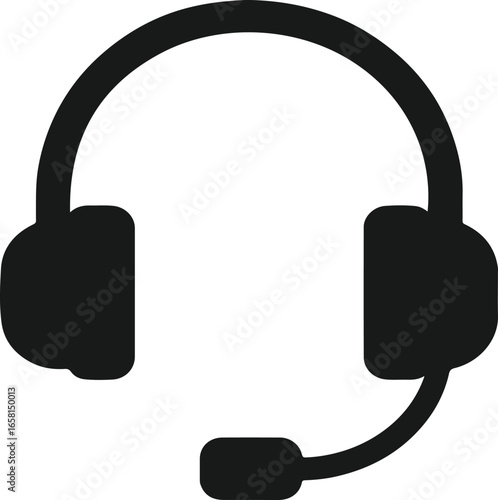 Headphones icon on white background for music and audio design