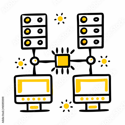 Wallpaper Mural Servers and computers connected in a network diagram illustration   Torontodigital.ca