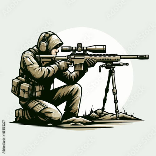 vector illustration of sniper