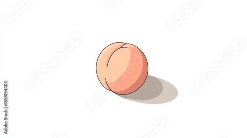 A minimalist illustration of a peach, light peach-colored with a subtle shadow beneath, positioned slightly off-center against a plain white background