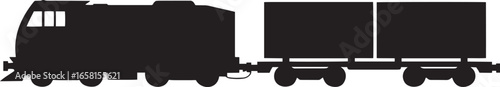 Silhouette of a Train with Cargo on Transparent Background for Transportation Industry