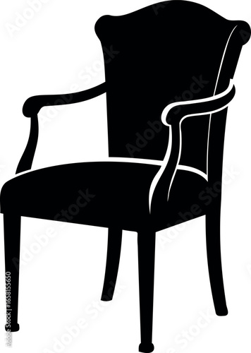Elegant silhouette of an armchair with curved back and graceful armrests