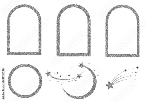 Elegant glitter frames and celestial elements, perfect for design and decoration purposes