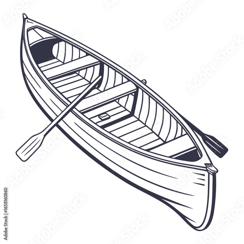 Canoe Paddle Simple Illustration