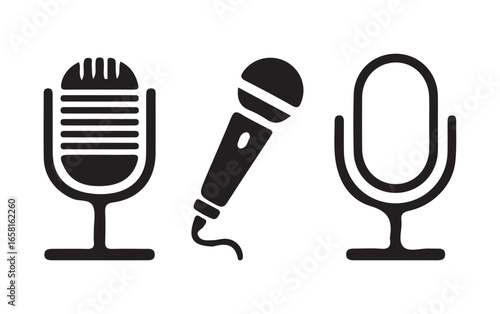 Radio Station Microphone Flat Icons