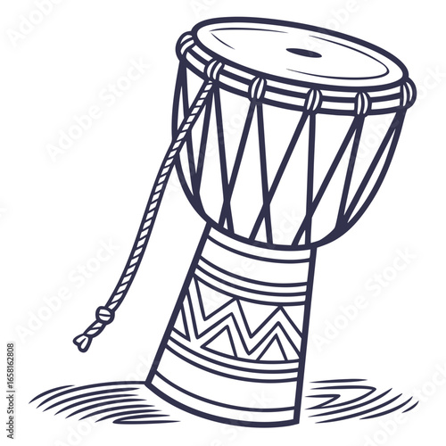 Rhythmic Hand Drum Outline Illustration