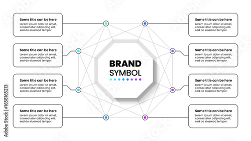 Infographic template. Octagon with 8 steps with title in the middle