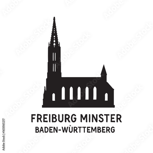 Freiburg Minster Germany Minimalist Vector
