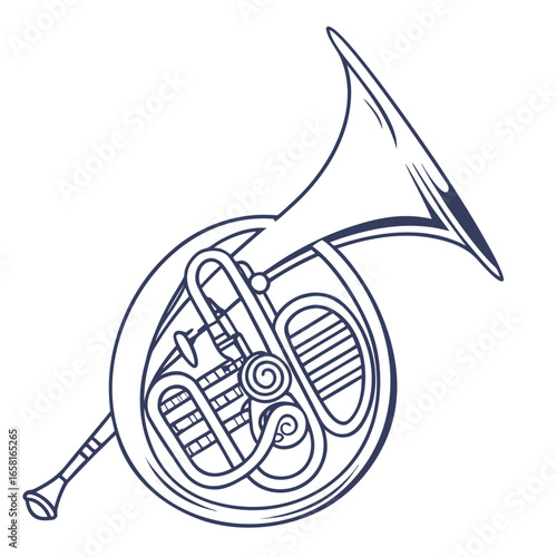French Horn Line Art Design