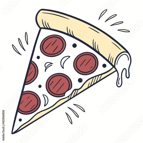 Delicious pepperoni pizza slice illustration