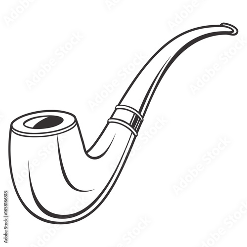 Elegant Smoking Pipe Line Art