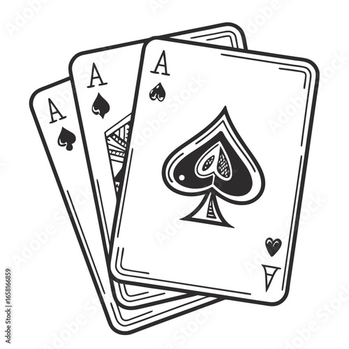 Classic Aces Card Hand Illustration