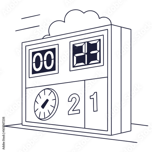 Game Score and Timer Line Art Icon