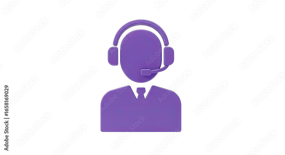 Fototapeta premium Purple silhouette of a person wearing a headset and tie