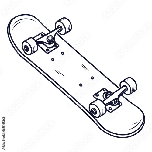 Vintage hand-drawn skateboard sketch
