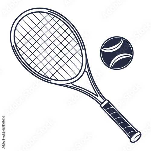 Tennis Racket and Ball Illustration