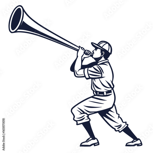 Vintage Baseball Fan Horn Blowing