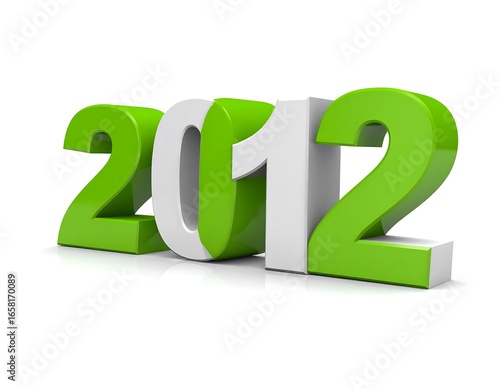 Obraz na płótnie 3D rendered numbers 2012 in green and white