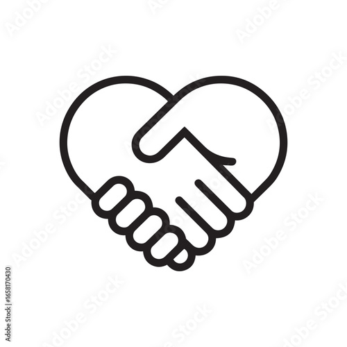Heart Handshake Icon – Symbol of Compassion, Unity, and Support