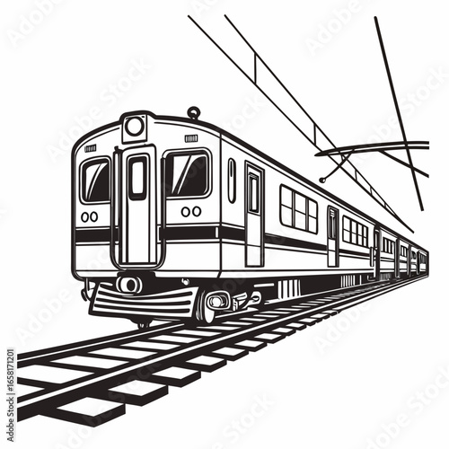Electric Passenger Train Vector Art