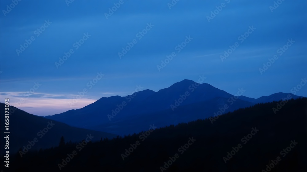 Obraz premium Silhouetted Mountain Range at Dusk