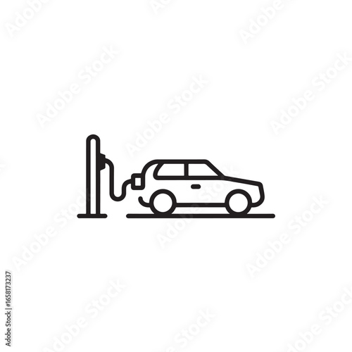 Electric Car Charging Icon Representing EV Mobility Sustainability Green Energy and Transportation Tech