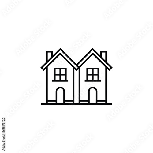 Duplex House Icon Representing Residential Property Real Estate Housing Architecture and Living Space