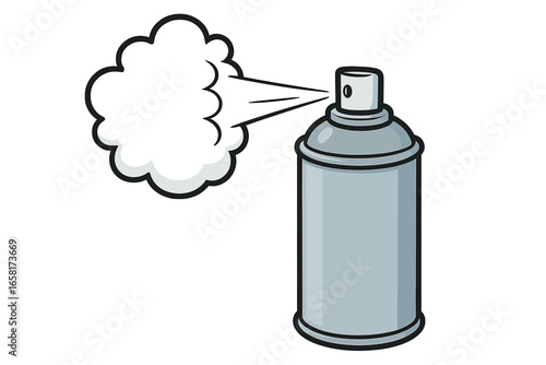 Aerosol spray can icon. Vector cartoon illustration of a bottle spraying mist. Concept for deodorant, hairspray, graffiti paint, air freshener, chemical, pollution, vapor.