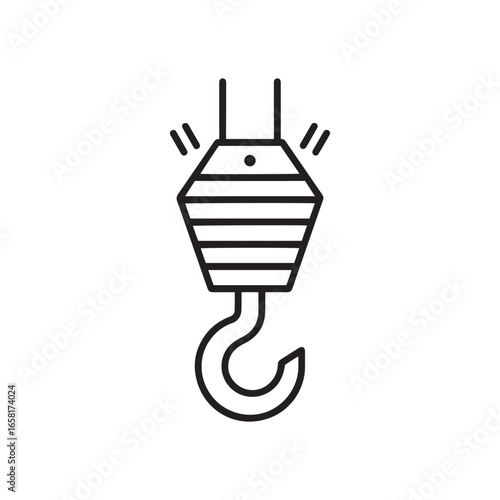 Heavy Duty Crane Hook Icon Ideal for Construction Lifting Equipment and Industrial Load Handling