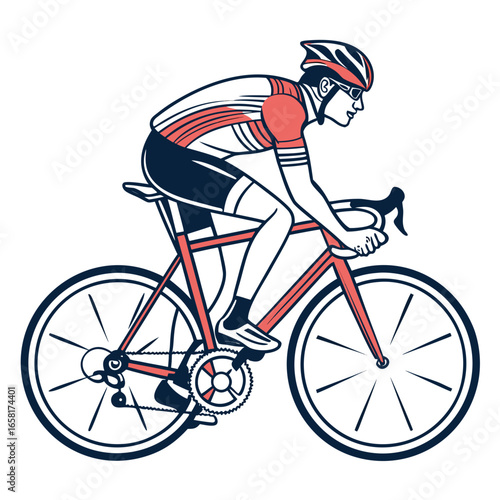 Cyclist in Motion Vector Graphic