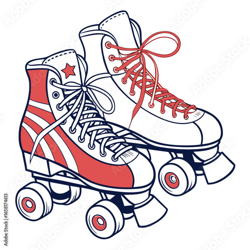 Stylish Retro Skates Illustration