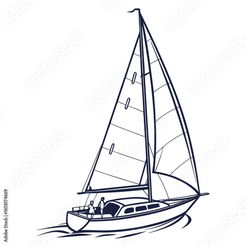 Recreational Sailboat Illustration