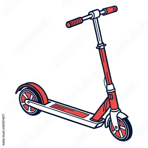Red kick scooter illustration concept