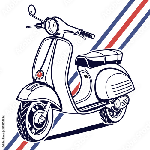 Classic Scooter Illustration with Stripes
