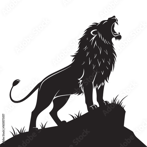 Silhouette of a Mighty Roaring Lion