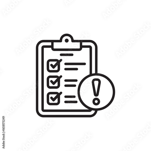 Checklist icon with clipboard and warning symbol