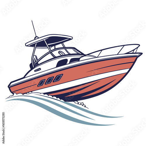 Speedboat Sailing on Ocean Waves