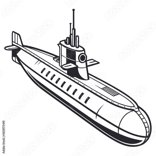 Sleek Naval Submarine Underwater Transport