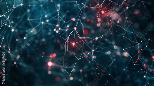 Artificial Neural Network Connections in Dark Sci-Fi Background